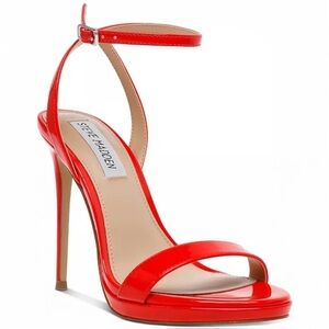 Steve Madden Red Patent Leather Ankle Strap Heels